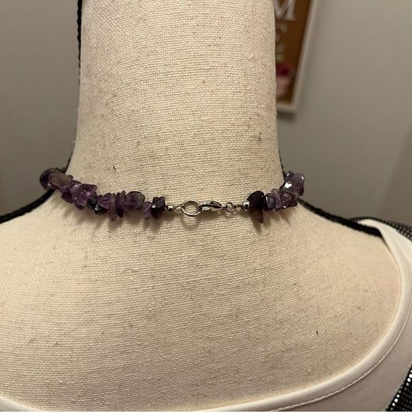 Amethyst chip necklace w/pendant - Picture 7 of 12